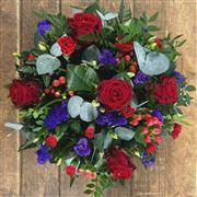 Red Rose &amp; Purple Posy -Traditional Funeral Flower Tribute