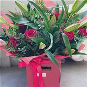 True Love Red Rose and Lily Bouquet