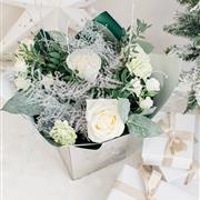 White and silver Christmas bouquet delivered