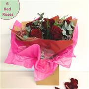 6 Red Roses Flower Bouquet