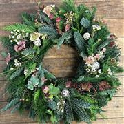 Fresh Christmas Door Wreath - Woodland Style
