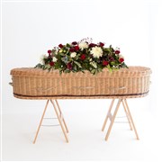 Red and White Funeral Flower Spray for a Coffin
